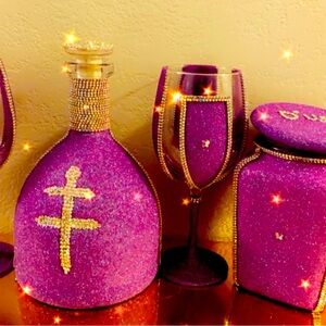 Elegant Purple and Gold Accessory Set